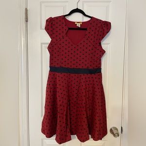 NWT ModCloth Yellow Star dress burgundy with polka dots XL